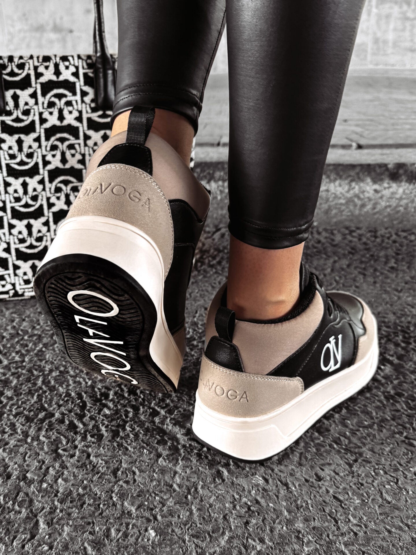 CARMINE SNEAKERS, BEIGE &amp; BLACK